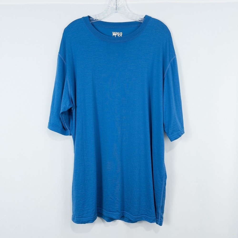Minus33 Superfine Merino Wool Crew Neck T Shirt Mens XXL Blue Baselayer Hiking